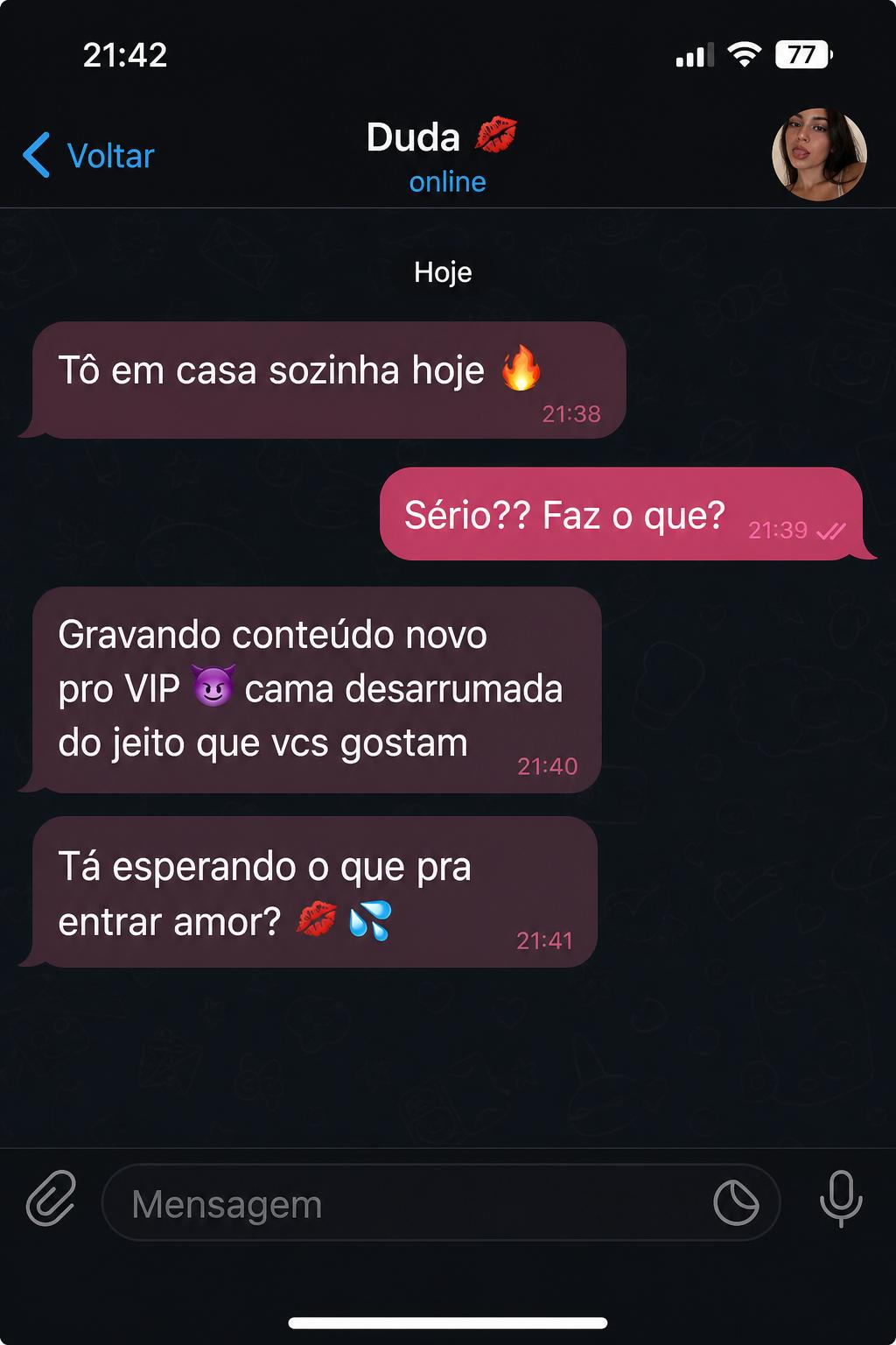 Print 2 do chat com a Duda