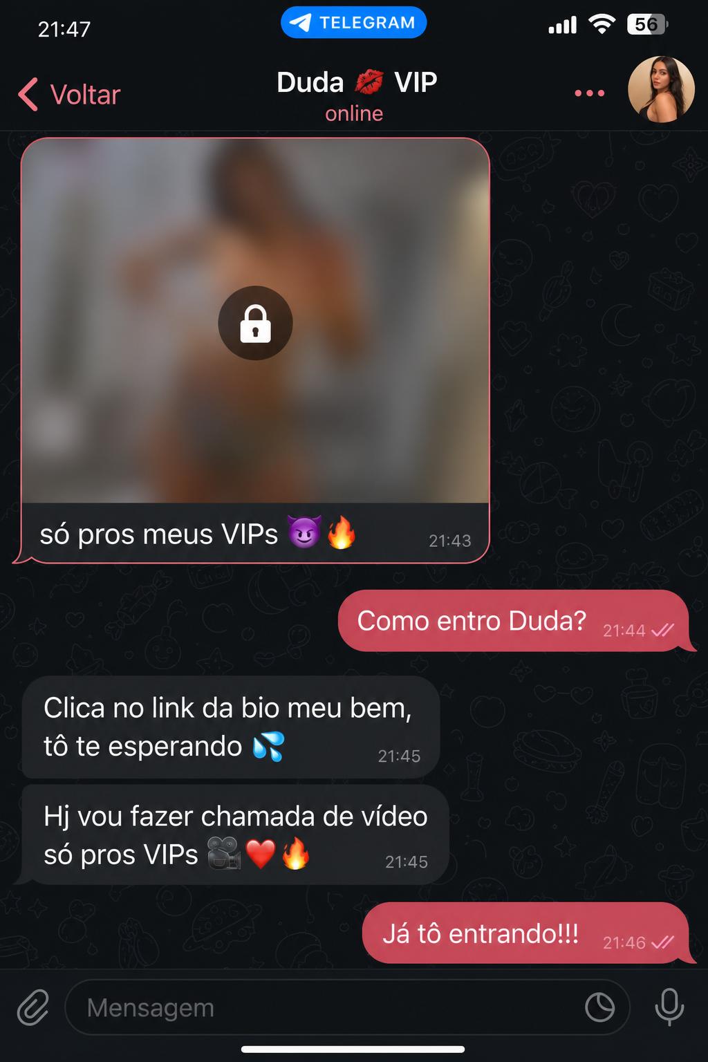 Print 4 do chat com a Duda