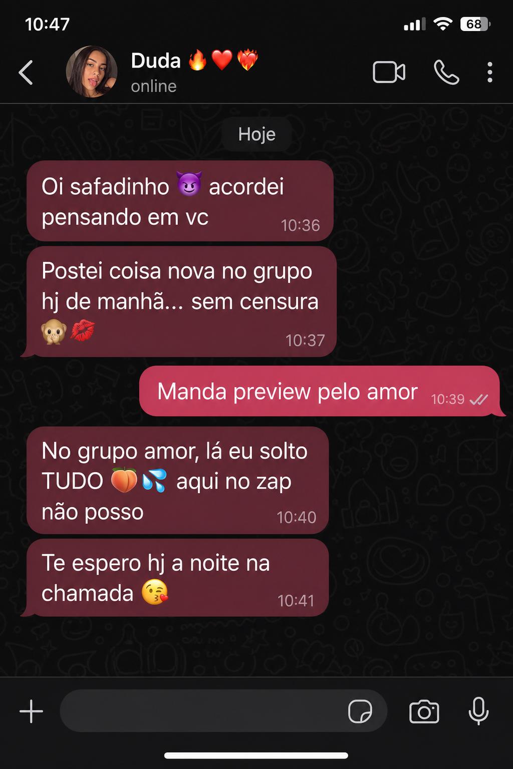Print 5 do chat com a Duda